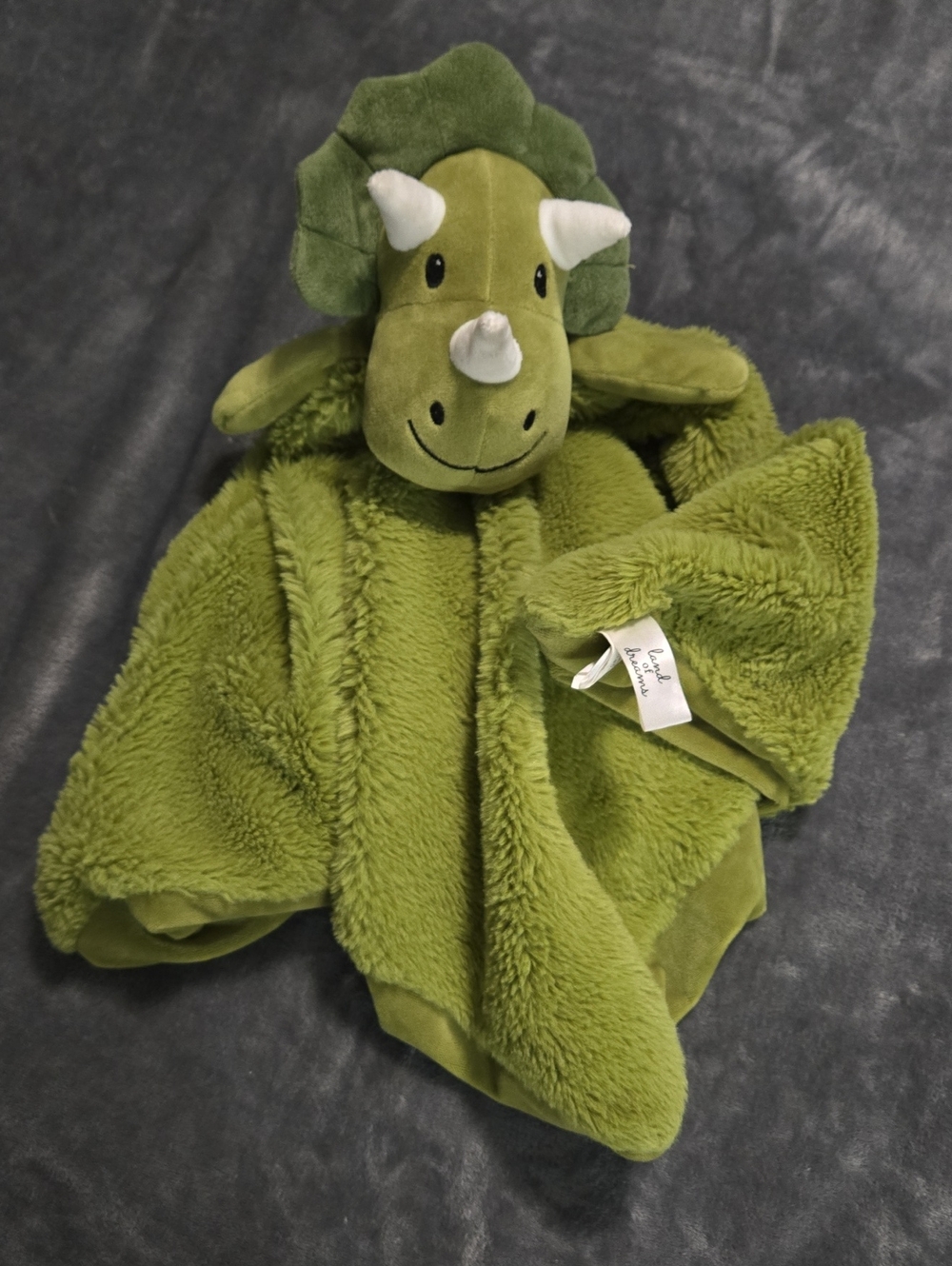 Land of Dreams Green Dinosaur Plush Lovey Security Blanket Baby Infant  23"